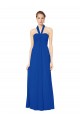 Site de Comprimento Chão Sem Mangas Chiffon Azul Real Linha A Sem Mangas Longo Cabeçada Vestidos de Madrinha