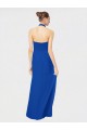 Site de Comprimento Chão Sem Mangas Chiffon Azul Real Linha A Sem Mangas Longo Cabeçada Vestidos de Madrinha