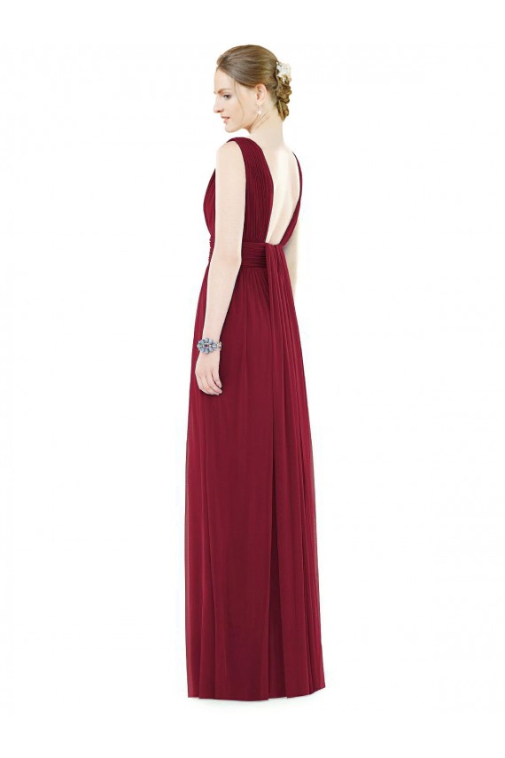 Site de Comprimento Chão Sem Mangas Chiffon Azul Real Linha A Vestidos de Festa