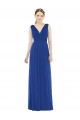 Site de Comprimento Chão Sem Mangas Chiffon Azul Real Linha A Vestidos de Festa