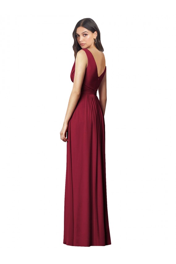 Site de Comprimento Chão Sem Mangas Chiffon Azul Real Linha A Vestidos de Madrinha