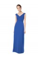 Site de Comprimento Chão Sem Mangas Chiffon Azul Real Linha A Sem Mangas Fora do Ombro Vestidos de Madrinha