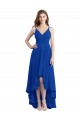 Site de Alto Baixo Sem Mangas Chiffon Azul Real Linha A Alto Baixo, Vestidos de Madrinha