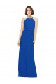 Site de Comprimento Chão Sem Mangas Chiffon Azul Real Linha A Sem Mangas Decote Joia Vestidos de Madrinha
