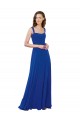 Site de Comprimento Chão Sem Mangas Chiffon Azul Real Linha A Sem Mangas Decote Quadrado Vestidos de Madrinha