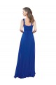 Site de Comprimento Chão Sem Mangas Chiffon Azul Real Linha A Sem Mangas Decote Quadrado Vestidos de Madrinha