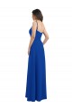 Site de Comprimento Chão Sem Mangas Chiffon Azul Real Linha A Sem Mangas Um Ombro Vestidos de Madrinha