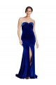 Site de Comboio Varredela Sem Mangas Veludo Elástico Azul Real Sereia Vestidos de Madrinha / Vestidos de Noite / Vestidos de Festa