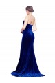 Site de Comboio Varredela Sem Mangas Veludo Elástico Azul Real Sereia Vestidos de Madrinha / Vestidos de Noite / Vestidos de Festa
