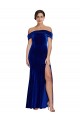 Site de Comprimento Chão Sem Mangas Veludo Elástico Azul Real Sereia Vestidos de Madrinha / Vestidos de Noite / Vestidos de Festa
