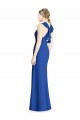 Site de Comprimento Chão Sem Mangas Chiffon Azul Real Trombeta Vestidos de Madrinha