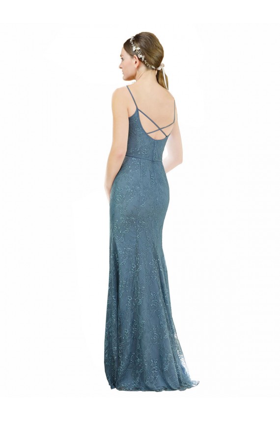 Site de Comprimento Chão Sem Mangas Renda Bainha Vestidos de Madrinha