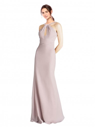 Site de Comprimento Chão Sem Mangas Chiffon Bainha Vestidos de Madrinha