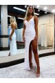Site de Comprimento Chão Sem Mangas Lantejoulas Veludo Bainha Vestidos de Festa
