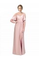 Site de Comprimento Chão Ombro Frio Cetim Sedoso Bainha Vestidos de Madrinha / Vestidos de Noite / Vestidos de Festa