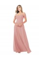 Site de Comprimento Chão Sem Mangas Chiffon Bliss Linha A Sem Mangas Fora do Ombro Vestidos de Madrinha