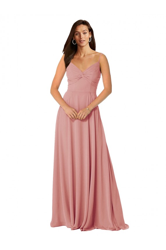 Site de Comprimento Chão Sem Mangas Chiffon Bliss Linha A Vestido de Madrinha