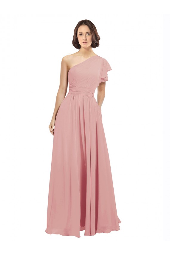 Site de Comprimento Chão Sem Mangas Chiffon Bliss Linha A Vestidos de Festa