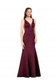 Site de Comprimento Chão Sem Mangas Cetim Borgonha Bainha Vestidos de Madrinha / Vestidos de Noite / Vestidos de Festa