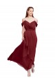 Site de Comprimento Chão Sem Mangas Chiffon Borgonha Bainha Vestidos de Madrinha