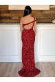 Site de Comboio Varredela Sem Mangas Lantejoulas Veludo Borgonha Bainha Vestido de Festa / Vestido de Noiva