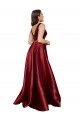 Site de Comprimento Chão Sem Mangas Cetim Borgonha Linha A Vestidos de Madrinha / Vestidos de Noite / Vestidos de Festa
