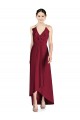Site de Alto Baixo Sem Mangas Chiffon Borgonha Linha A Sem Mangas Alto Baixo, Vestidos de Madrinha