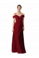 Site de Comprimento Chão Sem Mangas Chiffon Borgonha Linha A Vestido de Madrinha / Vestido de Noite