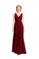 Site de Comprimento Chão Sem Mangas Chiffon Borgonha Linha A Vestidos de Madrinha / Vestidos Formais