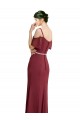 Site de Comprimento Chão Ombro Frio Chiffon Borgonha Linha A Vestidos de Madrinha