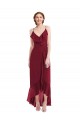 Site de Alto Baixo Sem Mangas Chiffon Borgonha Linha A Sem Mangas Alças finas Alto Baixo, Vestidos de Madrinha