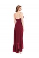 Site de Alto Baixo Sem Mangas Chiffon Borgonha Linha A Sem Mangas Alças finas Alto Baixo, Vestidos de Madrinha