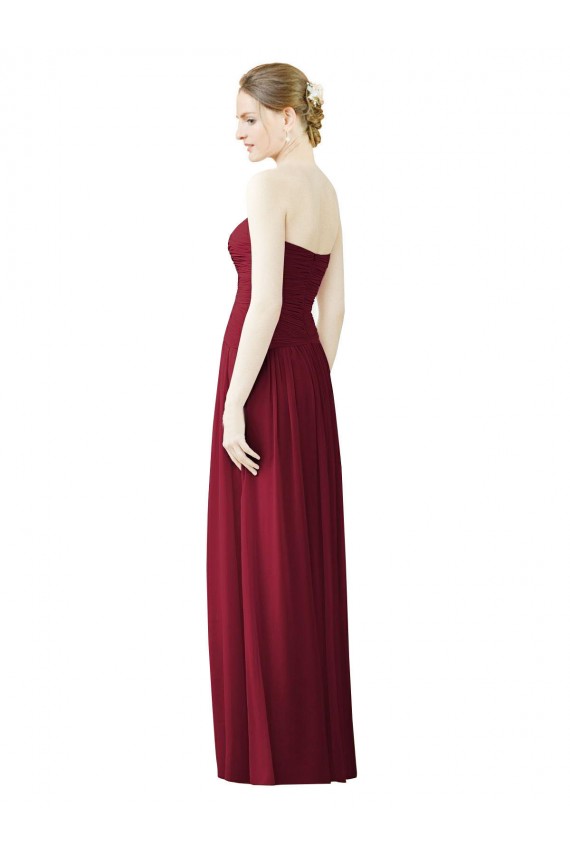 Site de Comprimento Chão Sem Mangas Chiffon Borgonha Linha A Vestido de Noite / Vestidos de Madrinha
