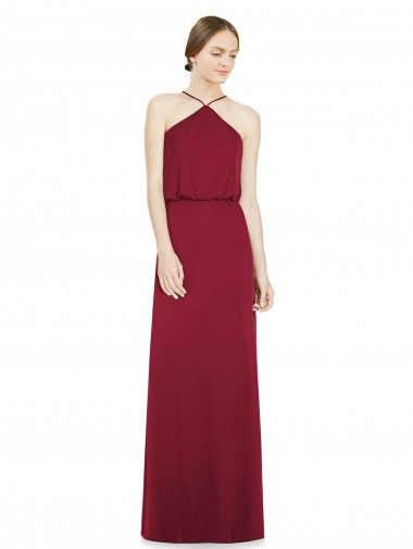 Site de Comprimento Chão Sem Mangas Chiffon Borgonha Linha A Vestidos de Festa