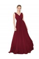 Site de Comprimento Chão Sem Mangas Chiffon Borgonha Linha A Sem Mangas Decote V Vestidos de Madrinha / Vestidos de Noite / Vestidos de Festa