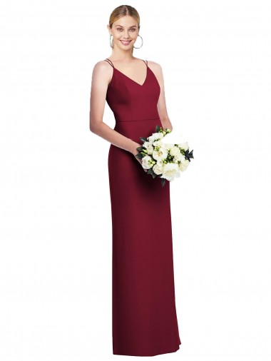 Site de Comprimento Chão Sem Mangas Chiffon Borgonha Linha A Vestido de Baile Formais