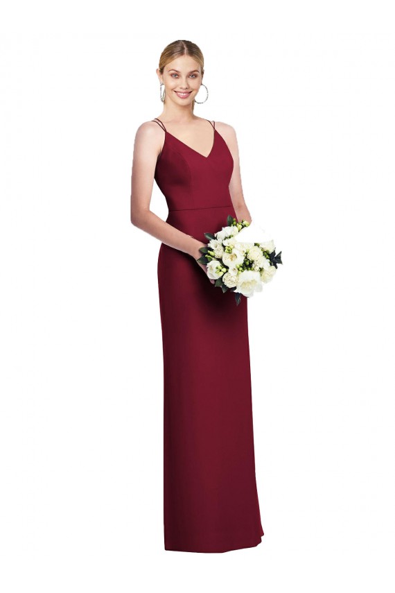 Site de Comprimento Chão Sem Mangas Chiffon Borgonha Linha A Vestido de Baile Formais