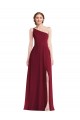 Site de Comprimento Chão Sem Mangas Chiffon Borgonha Linha A Vestido de Madrinha / Vestido Formais