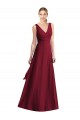 Site de Comprimento Chão Sem Mangas Chiffon Borgonha Linha A Sem Mangas Decote V Vestidos de Festa / Vestidos de Madrinha