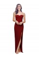 Site de Comprimento Chão Sem Mangas Crepe Esticado Borgonha Bainha Sem Mangas Vestidos de Madrinha / Vestidos de Noite / Vestidos de Festa