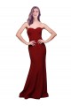 Site de Comprimento Chão Sem Mangas Crepe Esticado Borgonha Bainha Vestidos de Madrinha / Vestidos de Noite / Vestidos de Festa