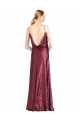 Site de Comprimento Chão Sem Mangas Lantejoulas Borgonha Linha A Vestidos de Madrinha / Vestidos de Noite / Vestidos de Festa