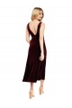 Site de Comprimento Midi Sem Mangas Veludo Elástico Borgonha Linha A Vestidos de Madrinha / Vestidos de Festa / Vestidos de Cocktail / Vestidos de Homecoming