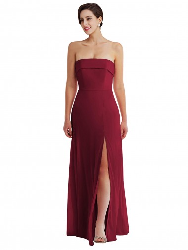 Site de Comprimento Chão Sem Mangas Chiffon Borgonha Linha A Sem Mangas Vestidos de Madrinha / Vestidos de Noite