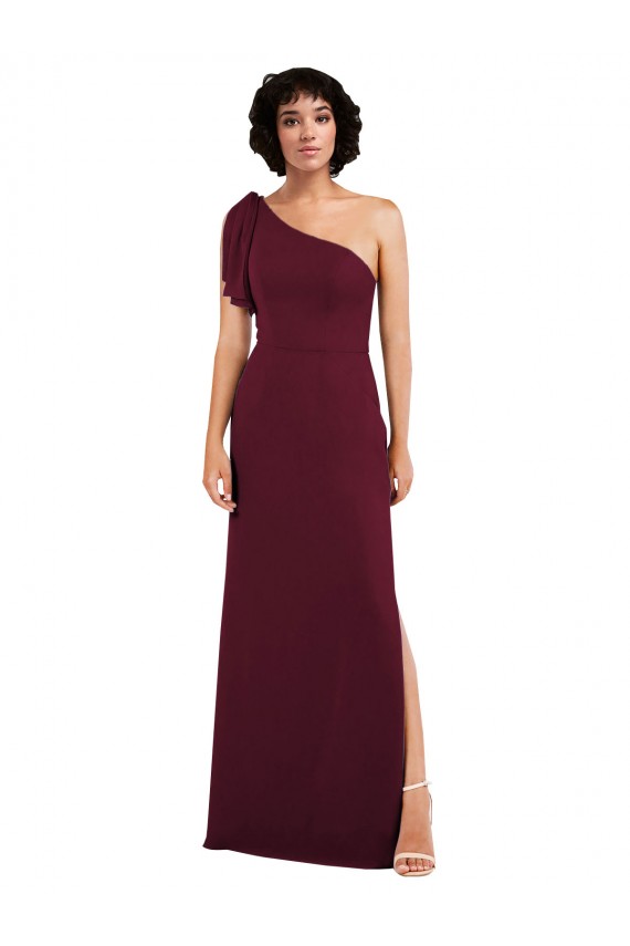 Site de Comprimento Chão Sem Mangas Chiffon Borgonha Linha A Vestidos de Madrinha / Vestidos de Noite