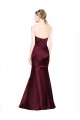 Site de Comprimento Chão Sem Mangas Cetim Borgonha Sereia Vestidos de Madrinha / Vestidos de Noite / Vestidos de Festa