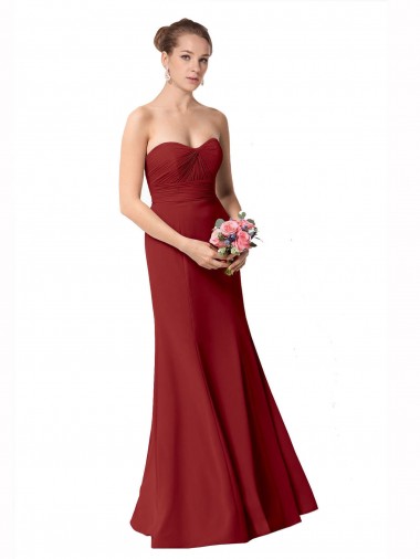 Site de Comprimento Chão Sem Mangas Chiffon Borgonha Sereia Sem Mangas Amor Vestidos de Madrinha