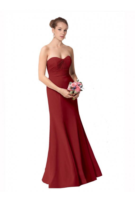 Site de Comprimento Chão Sem Mangas Chiffon Borgonha Sereia Sem Mangas Amor Vestidos de Madrinha
