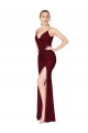 Site de Comprimento Chão Sem Mangas Chiffon Borgonha Sereia Vestidos de Madrinha / Vestidos de Noite / Vestidos de Festa