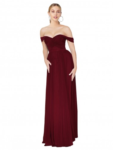 Site de Comprimento Chão Sem Mangas Chiffon Borgonha Sereia Sem Mangas Vestidos de Madrinha / Vestidos de Noite / Vestidos de Festa